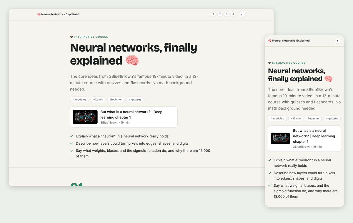 An interactive course made from 3Blue1Brown's video But what is a neural network?